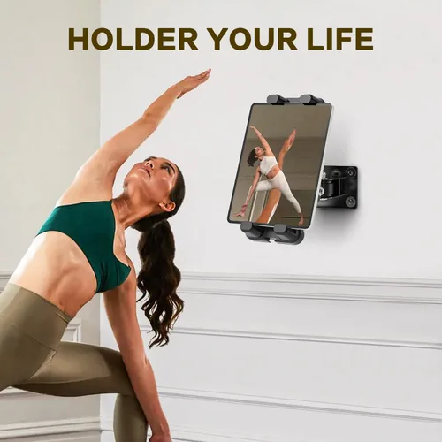 Vista 7 de Soporte de pared para tableta, soporte de pared ajustable de 360° para todos los dispositivos de 4.7 a 12.9 pulgadas y teléfonos inteligentes