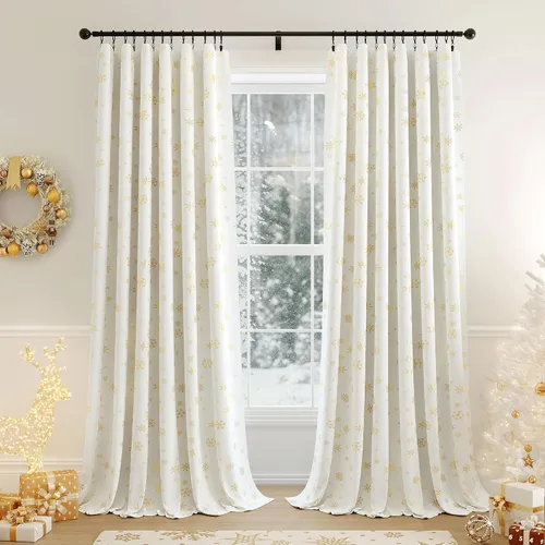 Vista 22 de Beauoop - Cortinas de terciopelo marrón para dormitorio, sala de estar, 52 x 96 pulgadas, 2 paneles Marrón dorado
