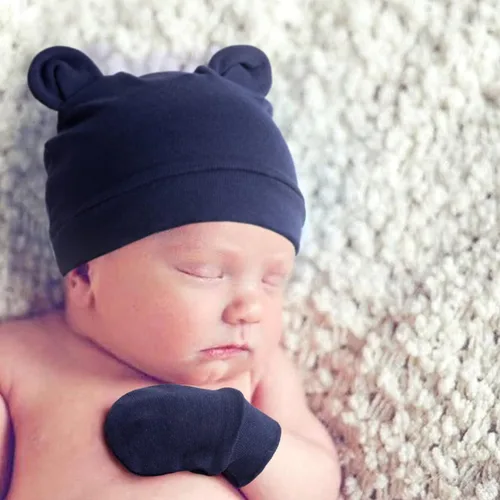 Vista 2 de DRESHOW BQUBO - Gorro unisex para bebé, paquete de 8 unidades, gorro de punto suave y lindo para bebé