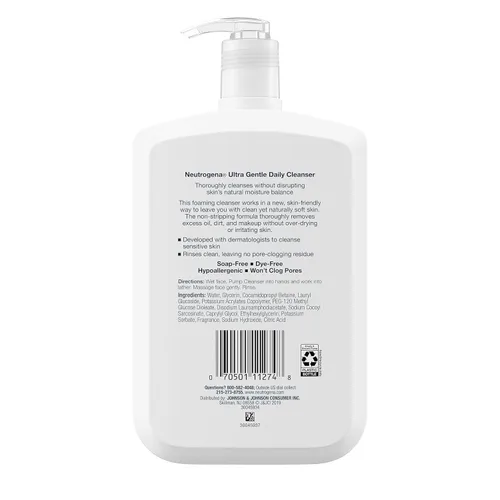Vista 9 de Neutrogena Limpiador facial espumoso diario ultra suave, 16 onzas líquidas, hidratante facial diario, 3.4 onzas líquidas, cuidado de la piel