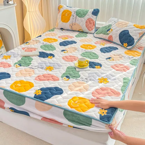 Vista 9 de Juego de sábanas bajeras extra largas tamaño King de 3 piezas con 2 fundas de almohada, forro polar de leche, suave para arrugas y antidecoloración