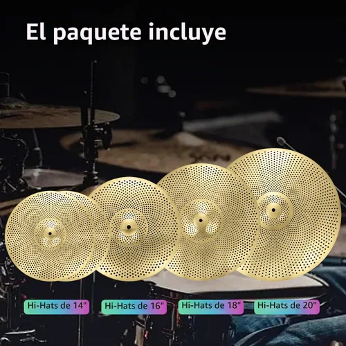 Vista 2 de Paquete de platillos de bajo volumen 14"/16"/18"/20" 5 unidades Dorado