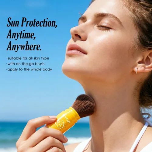 Vista 8 de KYDA Protector solar mineral en polvo para rostro y cuero cabelludo, protector solar SPF 35 para el cuero cabelludo, protector solar