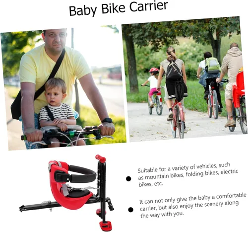 Vista 6 de 1 silla de bicicleta asiento de seguridad de montaje frontal para bicicletas conveniente barandilla diseño multifuncional para bicicletas de montaña