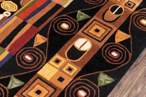 Vista 3 de Momeni Rugs New Wave Collection, alfombra de área contemporánea 100% lana tallada a mano y copetuda, 3 pies 6 pulgadas x 5 pies 6 pulgadas, negro