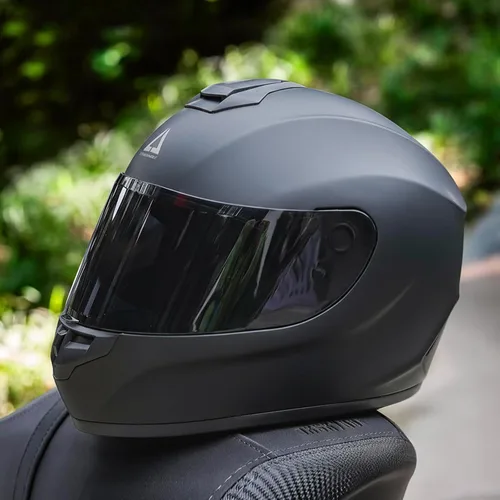Vista 7 de TRIANGLE Cascos de motocicleta de cara completa para hombres y mujeres con visera tintada y transparente, cumple con la aprobación DOT Gris