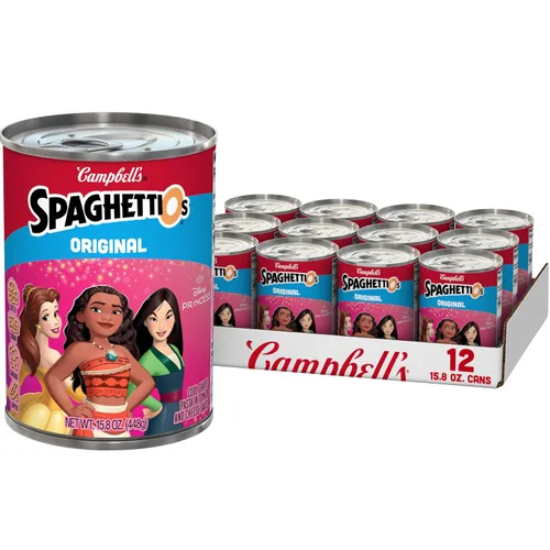Vista 15 de SpaghettiOs Pasta enlatada con albóndigas A to Z's, lata de 15.6 onzas