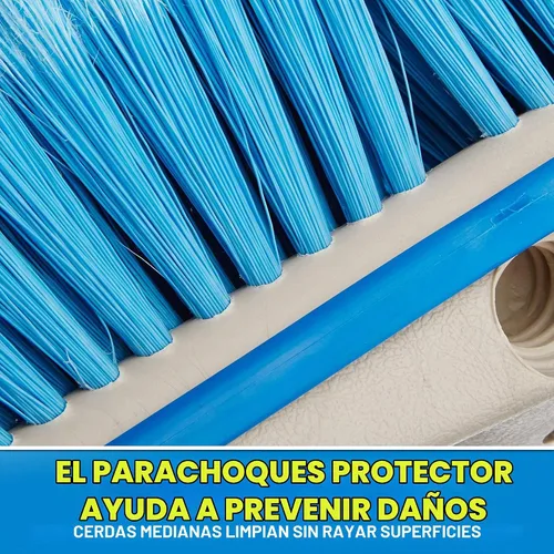 Vista 5 de STAR BRITE Cepillo de lavado medio premium de 8" con cabezal de cepillo W/parachoques - Conexiones duales que se ajustan a los postes roscados Azul