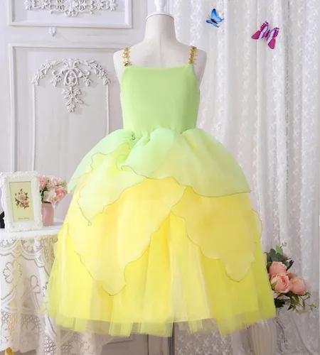 Vista 3 de TYHTYM Deluxe Princess Costumes Little Girls Dress Kids Fancy Gown Cosplay Halloween Party 2-11T