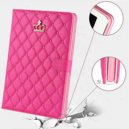 Vista 2 de Funda Linda con Corona para iPad Mini 7 (A17 Pro) 2024/Mini 6 2021, Cuero PU Brillante con Diamantes, Función Automática de Encendido/Apagar