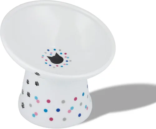 Vista 15 de Tazón elevado de comida para gatos Necoichi – Tazón elevado de cerámica para gatos para fatiga de bigotes y cuello, apto para lavavajillas