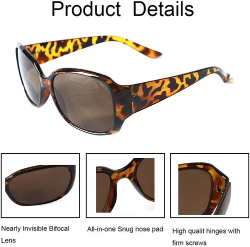 Vista 6 de Lentes de sol bifocales de lectura para mujer, protección UV, paquete de 3 lentes de sol para lectura al aire libre con bolsas de limpieza Built