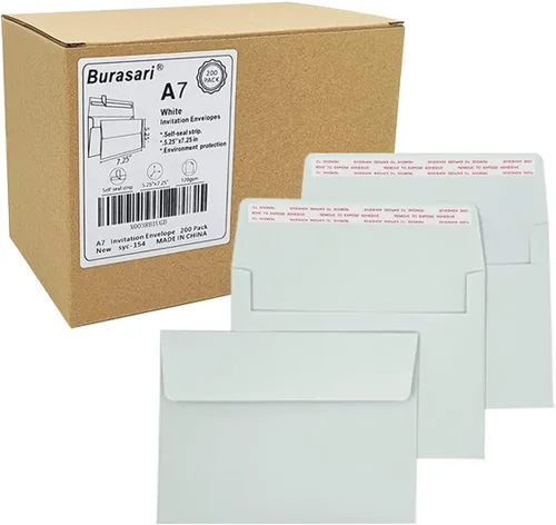 Vista 9 de Sobres de invitación A9 (100 unidades de 5.75 x 8.75 pulgadas) - Sobres de papel blanco con diseño sin ventanas de 120 GSM con cierre automático