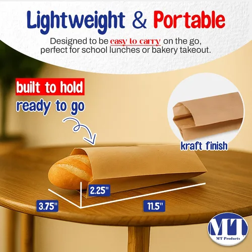 Vista 2 de MT Products Bolsas de vino Kraft de 3.75 x 2.25 x 11.5 pulgadas, bolsas de papel desechables para regalo, paquete de 1000