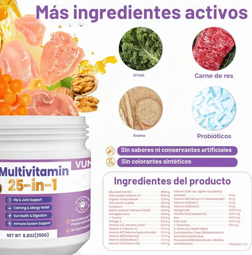 Vista 3 de Dog Vitamins 25 in 1 Multivitamin for Dogs Puppy Vitamin Chewable Skin Coat