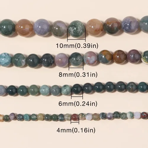Vista 5 de Cuentas redondas sueltas de ágata india natural de 0.315 pulgadas, poder curativo para hacer joyas, pulseras y collares