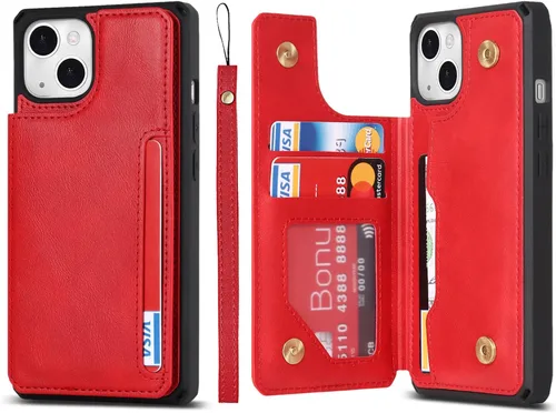 Vista 15 de Cavor para iPhone 14 Plus Funda tipo cartera con tarjetero, Funda tipo cartera para iPhone 14 Plus para mujeres, Doble cierre magnético a prueba