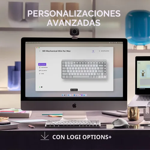 Vista 7 de Logitech MX Mechanical Mini - Teclado inalámbrico iluminado para Mac, interruptores de rendimiento de bajo perfil, teclas táctiles silenciosas, Gris