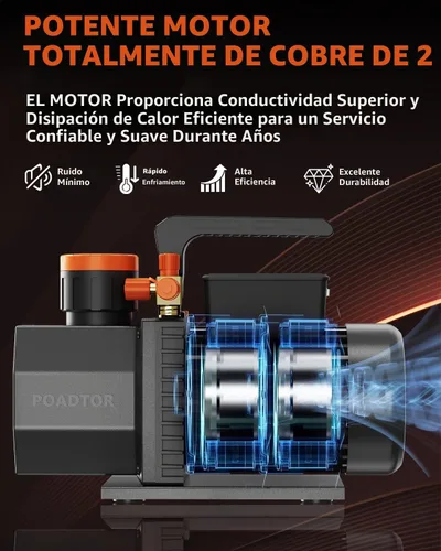 Vista 5 de Bomba de vacío de 2 etapas HVAC, bomba de vacío de 5CFM para R12 R22 R134a R410a, recarga de refrigerante HVAC/AUTO AC, ordeño de vaca, aceite