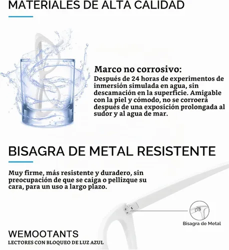 Vista 4 de Gafas de lectura únicas para mujer, con bloqueo de luz azul, estilo retro de ojo de gato blanco (B- White)