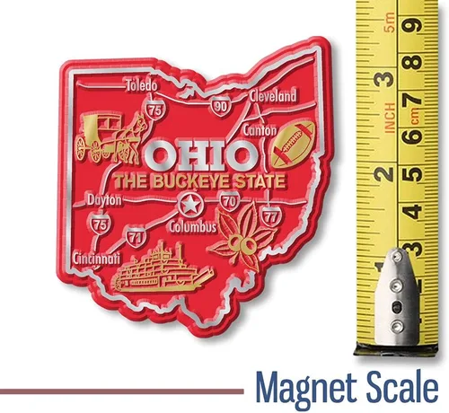 Vista 2 de Ohio Giant State Magnet de Classic Magnets, 3 x 3.3 pulgadas, recuerdos coleccionables de goma 3D estilo vintage y regalos fabricados en los Estados