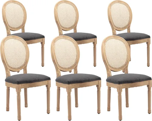 Vista 13 de LKTART Juego de 2 sillas de comedor francesas de piel sintética con botón y cabezal de clavos para sala de estar, cocina, sillas laterales ovaladas