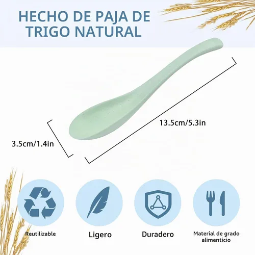 Vista 5 de 8 cucharas de plástico para cena, cuchara de sopa reutilizable portátil