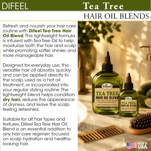 Vista 4 de Difeel Aceite natural prémium para el cabello, aceite de árbol de té para cuero cabelludo seco, 7.1 onzas
