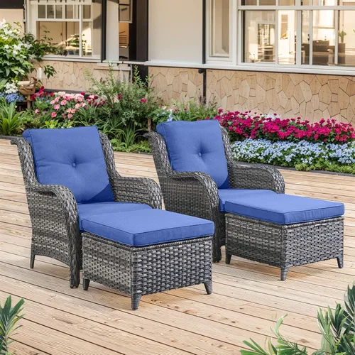 Vista 40 de Belord Mesa auxiliar pequeña para exteriores, mesa de mimbre de vidrio templado, mesa de centro impermeable para patio, mesa auxiliar de ratán