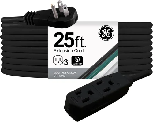 Vista 10 de GE Cable de extensión plano de 3 salidas de 3 pies, cable de extensión a tierra con múltiples tomas, extensor de salida de 3 clavijas, enchufe