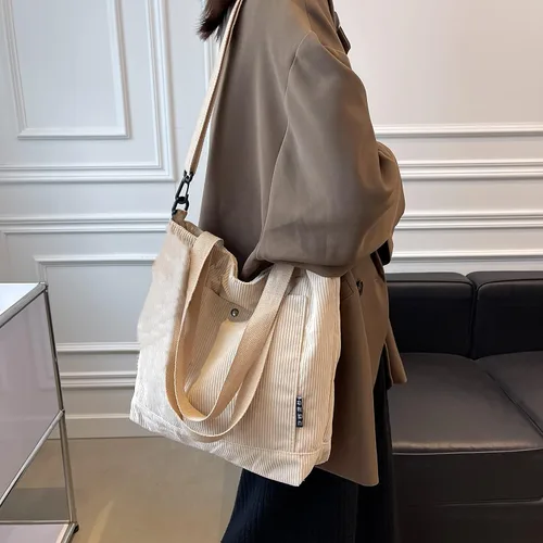 Vista 3 de Croduroy - Bolso bandolera con cremallera, bolso de hombro estilo hobo para trabajo, compras, viajes