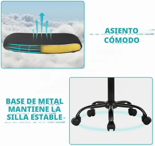 Vista 8 de Sillas de Oficina en Casa Sillas de Escritorio Pequeñas Ergonómicas Sin Brazos para Computadora Sillas Cómodas con Ruedas Silla de Tarea Silla