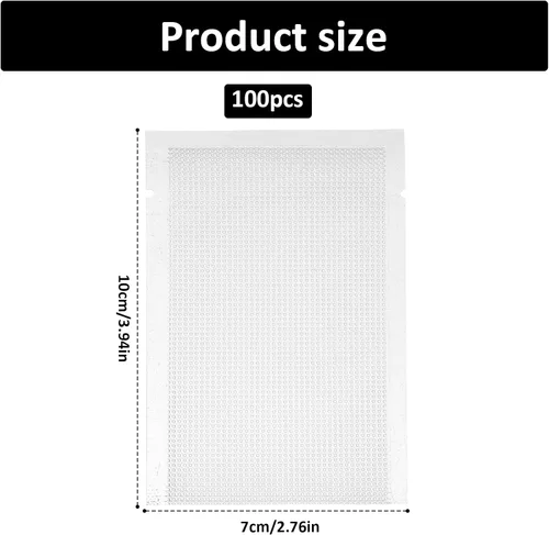 Vista 2 de Jeffdad 100 bolsas gruesas selladoras al vacío, bolsas selladoras al vacío pequeñas de 2.7 x 3.9 pulgadas para almacenamiento de alimentos, bolsas
