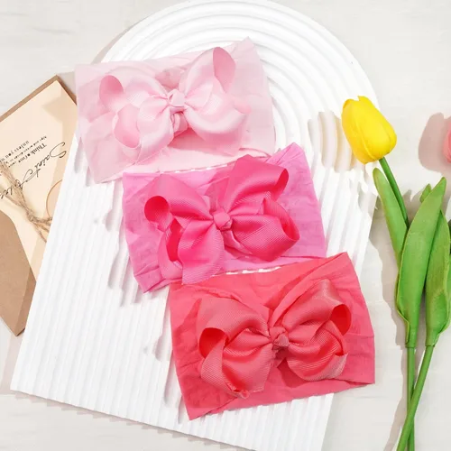 Vista 6 de CÉLLOT Diademas de 20 colores para bebé niña con lazos para el pelo de 4 pulgadas, turbante de nailon, diademas para recién nacidos y niños pequeños