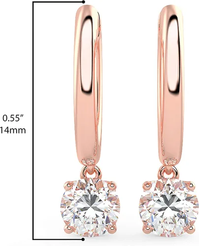 Vista 5 de 12 to 23 Carat Lab Grown Diamond Huggie Hoop Earrings for Women I 14k Gold Earrings (G-H, VS1-VS2, 0.50 to 0.66 cttw) Dangling Drop Earrings I