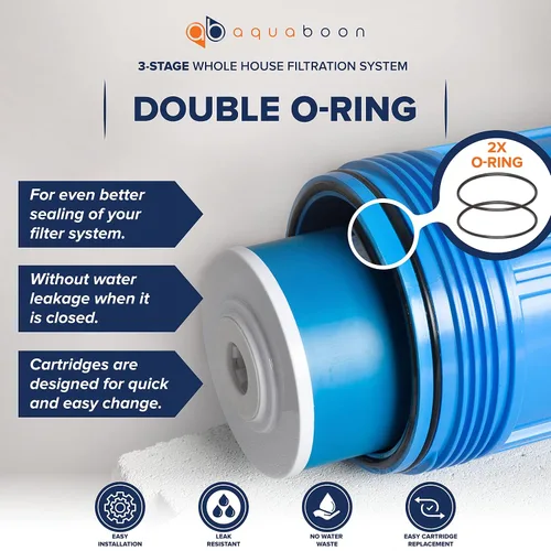 Vista 4 de Aquaboon Sistema de filtro de agua de 3 etapas con 20 x 4.5 GAC y filtros de sedimentos para sistema de filtración de agua para toda la casa
