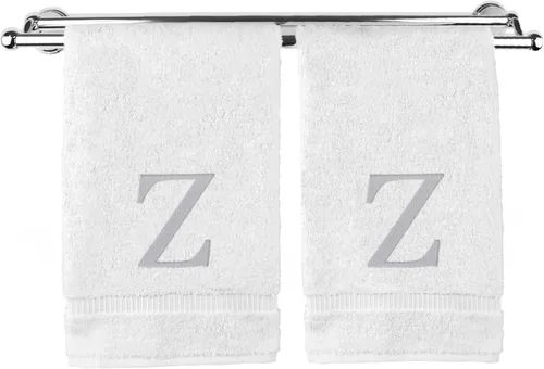 Vista 121 de Toalla de mano monogramada, regalo personalizado, juego de 2 - Toalla bordada con letra de bloque dorada - Extra absorbente 100% algodón turco