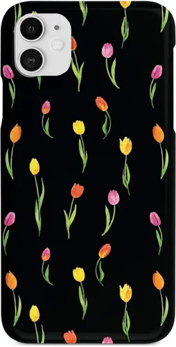 Vista 21 de Inspired Cases - Funda con textura 3D para iPhone Xs Max - Funda protectora de goma para Apple iPhone Xs Max - Patrón de tulipanes - Negro