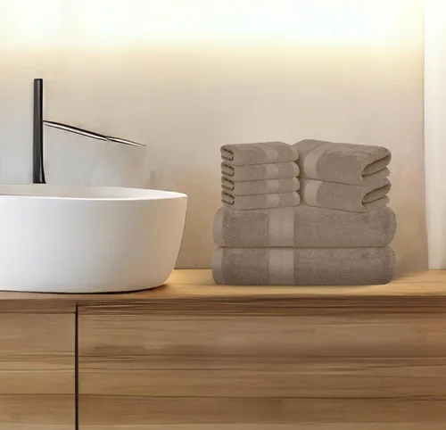 Vista 6 de Avalon Towels Juego de toallas de lujo de 8 piezas, 2 toallas de baño, 2 toallas de mano y 4 toallas pequeñas, 100% algodón hilado en anillo de 600