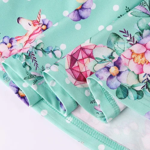 Vista 5 de LaBeca - Vestido sin mangas o de manga larga para niñas, vestidos casuales con diseño de unicornio o sirena para niñas pequeñas o grandes