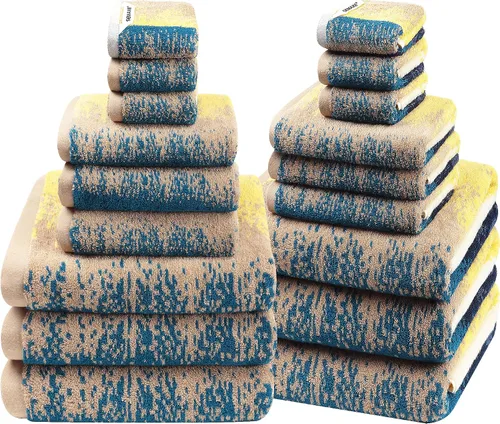 Vista 12 de SEMAXE Juego de toallas de baño familiar de 12 piezas - 100% algodón, 4 toallas de baño, 4 toallas de mano, 4 paños, ultrasuave y súper absorbente