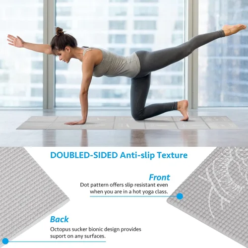 Vista 6 de Tapete de yoga plegable para mujer, tapete de ejercicio antideslizante para gimnasio en casa, juego de alfombrillas de yoga de viaje de 0.197 in