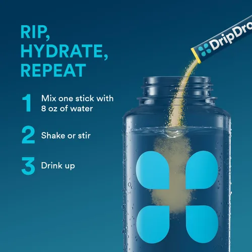 Vista 5 de DripDrop Hidratación - Paquetes de polvo de electrolitos - Paquete de sandía y limón - 64 unidades Lemon, Watermelon; 3X Electrolytes; Potassium