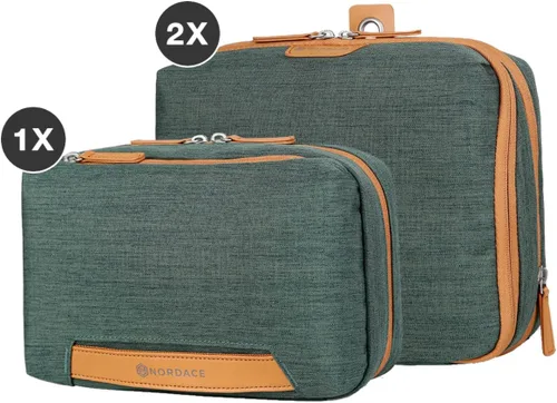 Vista 2 de Nordace Juego de organizadores de embalaje de viaje para hombres y mujeres, 2 cubos de embalaje y 1 bolsa de lavado, duraderos y resistentes al agua