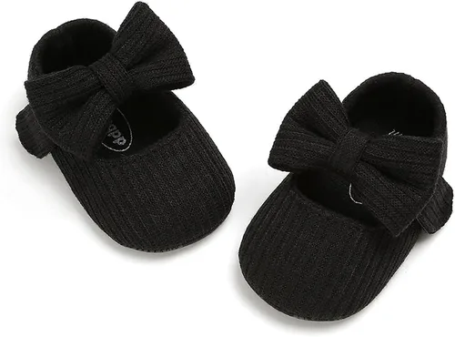 Vista 4 de Zapatos de bebé Mary Jane planos antideslizantes suela suave bebé bebé zapatos primeros caminantes fiesta Navidad vestido zapatos
