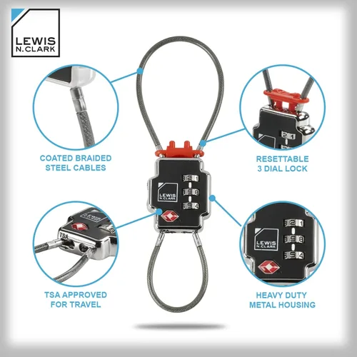 Vista 3 de Cerradura de seguridad triple Lewis N Clark, Negro -, Compacto
