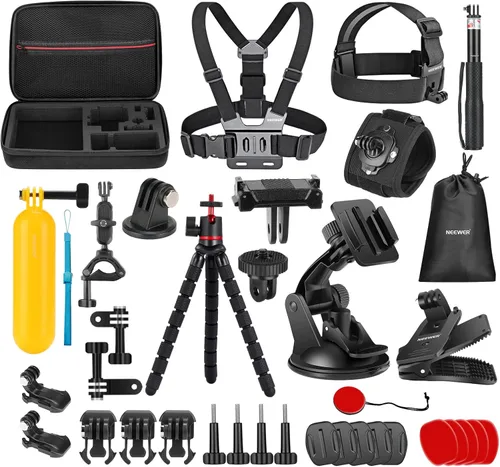 Vista 10 de NEEWER Basics Kit de Accesorios 16 en 1 Compatible con DJI OSMO Pocket 3, Mini Trípode, Varilla Selfie, Correa de Pecho, Montura Magnética