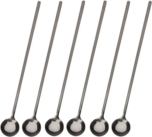 Vista 21 de 6 cucharas de café negras, cucharas de café espresso de acero inoxidable 18/8, mini cuchara de té Vogue de 5.2 pulgadas, cuchara pequeña agitadora