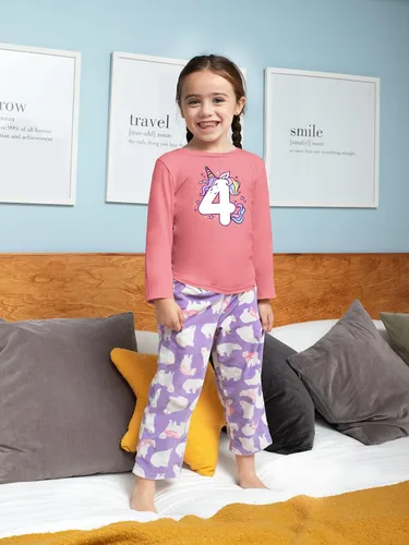 Vista 9 de Camisetas de unicornio para 4º cumpleaños para niñas pequeñas, camiseta de 4 años y cuarto
