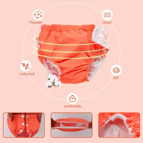 Vista 4 de Pañales de natación reutilizables para bebé, paquete de 2, pantalones lavables para niños y niñas de 0 a 3 años, lecciones de natación, regalos